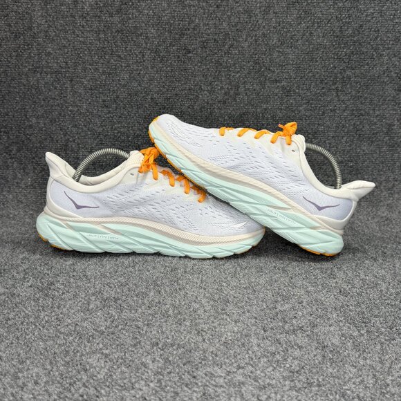 Hoka Clifton 8 Running Shoes Women's 9.5 Blanc De Blanc Athletic Run Training - Picture 8 of 13